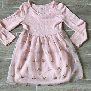 Disney Pink Dress with Gold Mickey Patterns